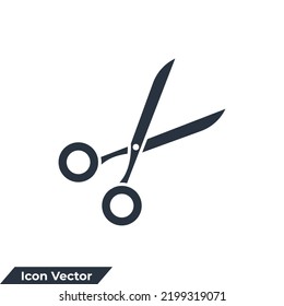 ilustración vectorial del logotipo del icono de la tijera. plantilla de símbolo de pantalla para colección de diseño gráfico y web