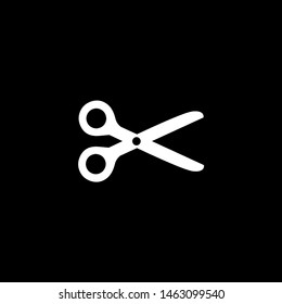 Scissor Icon On Black Background. Black Flat Style Vector Illustration.