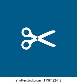 Scissor Icon On Blue Background. Blue Flat Style Vector Illustration.