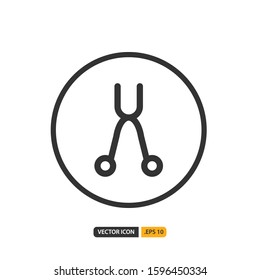 scissor icon in outline style. Vector logo design template. Modern design icon, symbol, logo and illustration. Vector graphics illustration and editable stroke. Isolated on white background.