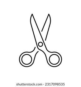 scissor icon outline vector isolated on white background.