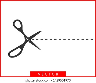 Scissor icon. Scissors cut vector design element or logo template. Black and white silhouette isolated.