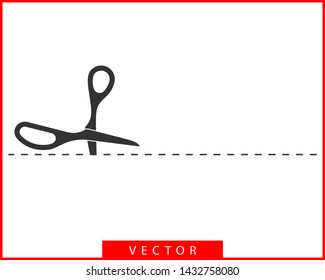 Scissor icon. Scissors cut vector design element or logo template. Black and white silhouette isolated.