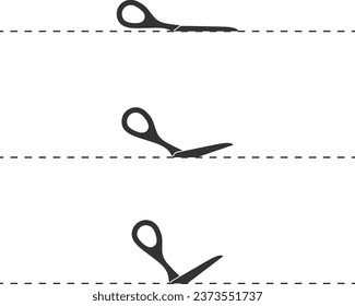 Scissor icon. Scissors cut vector design element or logo template. Black and white silhouette isolated.