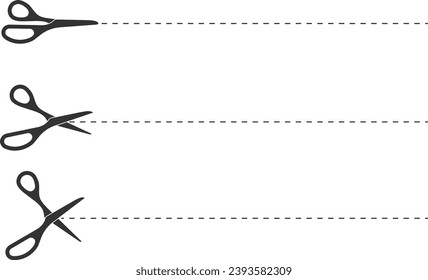 Scissor icon. Scissors cut vector design element or logo template. Black and white silhouette isolated.