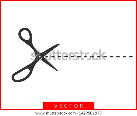 Scissor icon. Scissors cut vector design element or logo template. Black and white silhouette isolated.