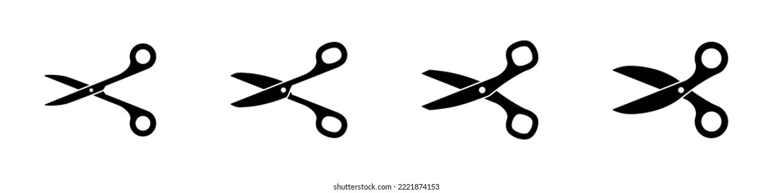 Scissor icon. Scissors for paper icons. Black color. Vector isolated sign.