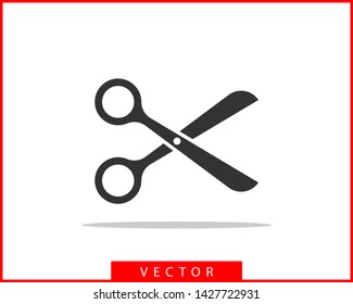 Scissor icon. Scissors vector design element or logo template. Black and white silhouette isolated.