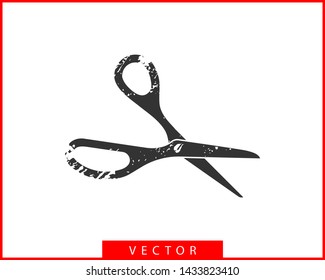 Scissor icon. Scissors vector design element or logo template. Black and white silhouette isolated.