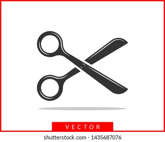 Scissor icon. Scissors vector design element or logo template. Black and white silhouette isolated.