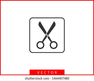 Scissor icon. Scissors vector design element or logo template. Black and white silhouette isolated.