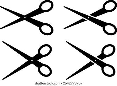 scissor icon set.  cut tool sign.  unobtrusive Hair cutting scissors. precision equipment

