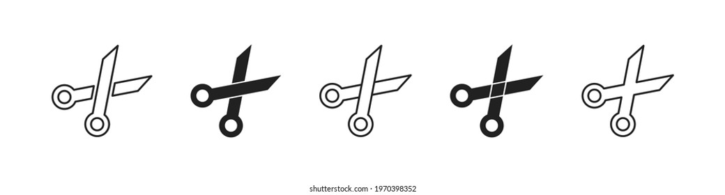 Scissor icon set. Vector illustration. Scissors collection on white background. EPS 10.
