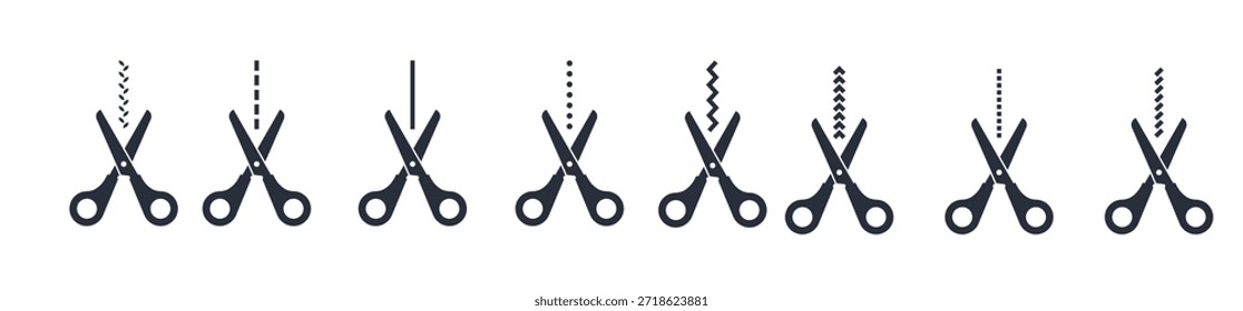Conjunto de iconos de tijera Ilustración vectorial