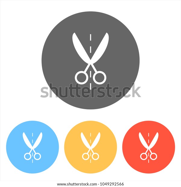Scissor icon.
Set of white icons on colored
circles