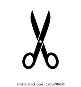 Scissor icon. Silhouette black scissors isolated on white background. Symbol barber. Simple open scissor for design of hairdresser, etc. Scissors cut line paper. Outline sign. Vector illustration