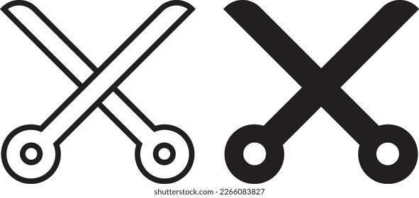 Schere Symbol einfache, trendige, flache Linie und solide einzelne Vektorgrafik auf weißem Hintergrund. Für Apps, Logo, Websites, Symbol, UI, UX, Grafik und Web-Design. EPS10.