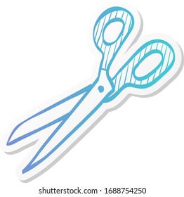 Scissor icon in sticker color style. Tailor dressmaker fashion couture