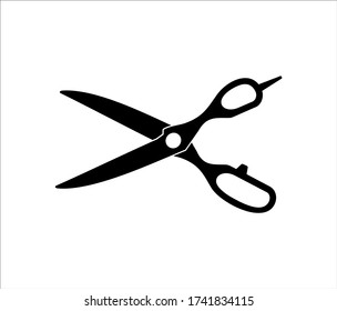 
scissor icon vector isolated, flat icon style with black and white color.