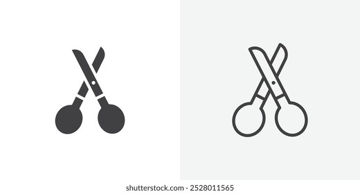 Das Vektorsymbol des Scheren-Symbols ist in schwarz-weißer Farbe eingestellt.