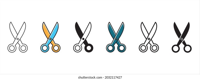 Scissor icon vector set. Haircut tool barbershop kit illustration.