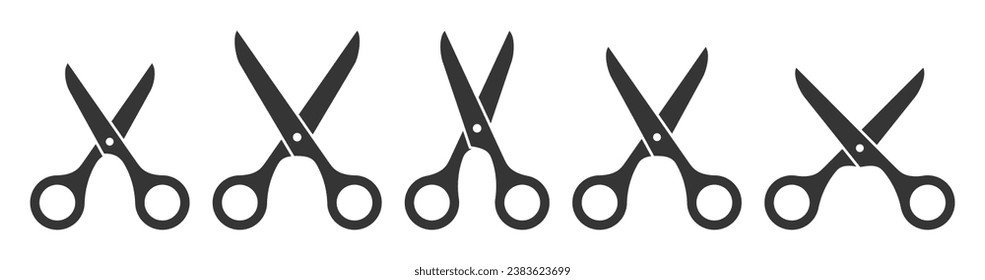 Silueta de conjunto de vectores de icono de Scissor aislada