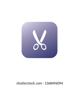 Scissor icon with violet background 