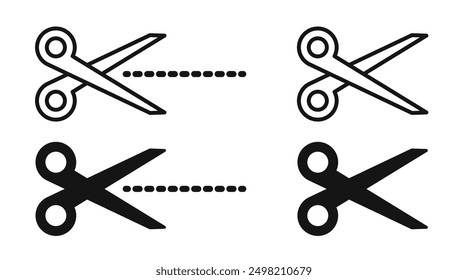 Scissor iconicon vector collection in outlined and solid style
