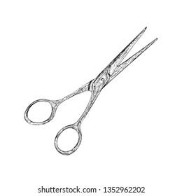 Scissor illustration in hand drawn vector 