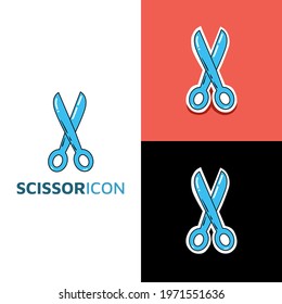 Scissor kawaii icon logo. Back to school cute cartoon hand drawn doodle icon sticker