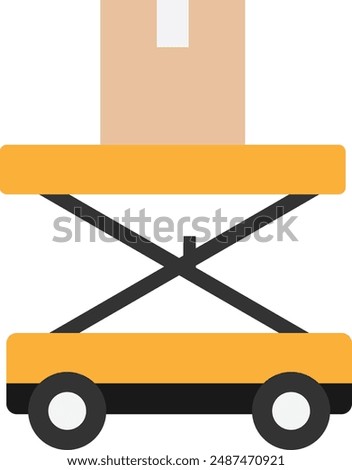 Scissor Lift Constuction Icon Vector FLat Illustration
