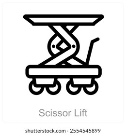 Scissor Lift and elevation icon concept