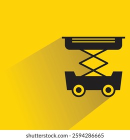 scissor lift icon with drop shadow on yellow background