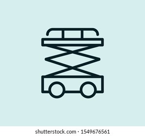 Scissor lift icon line isolated on clean background. Scissor lift icon concept drawing icon line in modern style. Vector illustration for your web mobile logo app UI design.