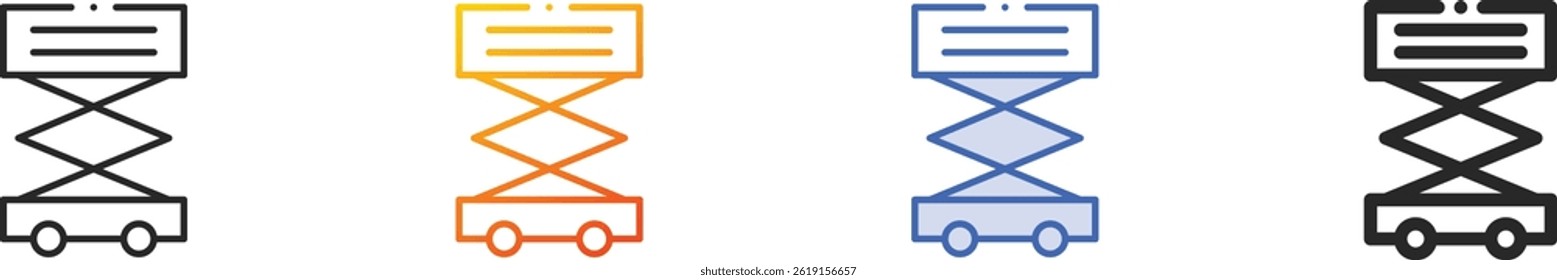scissor lift icon.Thin Linear, Gradient, Blue Stroke and bold Style Design Isolated On White Background