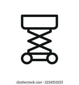 Schere anheben einzeln Symbol, Vektorsymbol für elektrischen Schere mit bearbeitbarem Hub