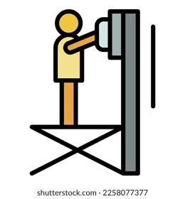 Scissor lift platform icon. Outline illustration of scissor lift platform vector icon color flat isolated on white