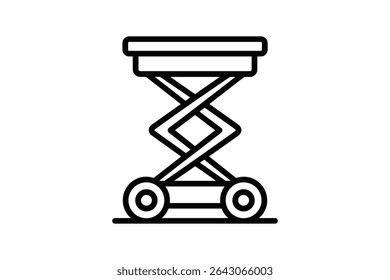 Scissor Lift Platform Vector Line Art Illustration for Construction and Maintenance Tasks