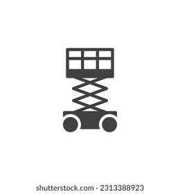 Scissor lift vector icon. filled flat sign for mobile concept and web design. Platform lift glyph icon. Symbol, logo illustration. Vector graphics
