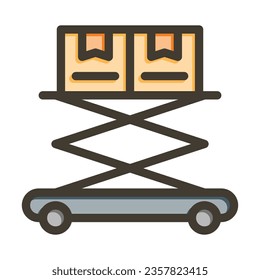 Scissor Lift Vector Thick Line Filled Colors Icon For Personal And Commercial Use.
