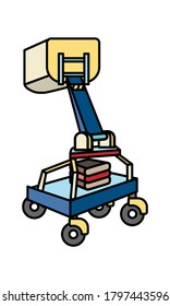 Scissor Lifts To Boom Lifts With Crawler Chassis. Flat Design Cartoon Concept. Telescopic Boom Lift. Vector, Illustration