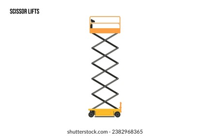 Scissor Lifts heavy equipment flat illustration, Scissor Lifts heavy equipment Logo Template vector