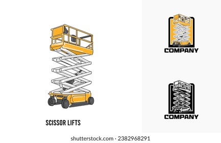 Ilustración de equipos pesados de los elevadores de los cilindros de los cilindros de los equipos pesados Logo de la plantilla de la placa vectorial