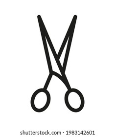 Scissor line icon. Black outline vector sign. Editable stroke. 