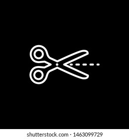 Scissor Line Icon On Black Background. Black Flat Style Vector Illustration.
