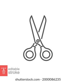 Scissor Line Icon. Tailor Utility, Barber Equipment For Haircut And Hair Dresser. Trim, Separation And Cut Pictogram Style. Editable Stroke. Vector Illustration. Design On White Background. EPS 10