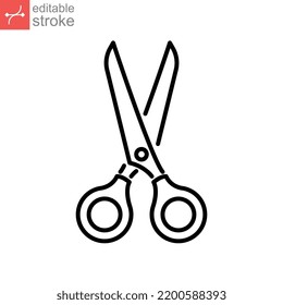 Scissor line icon. Tailor utility, barber equipment for haircut and hair dresser. Trim, separation and cut pictogram style. Editable stroke. Vector illustration. Design on white background. EPS 10