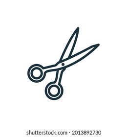 Scissor Line Icon. Tool for Haircut Linear Pictogram. Tailors or Barber Shears Outline Icon. Editable Stroke. Isolated Vector Illustration.