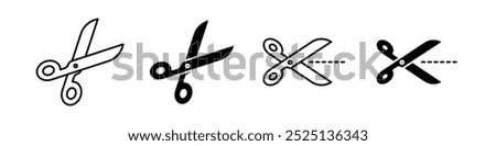 Scissor line thin line vector icons collection
