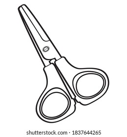 scissor line vector illustration,isolated on white background for education,top view